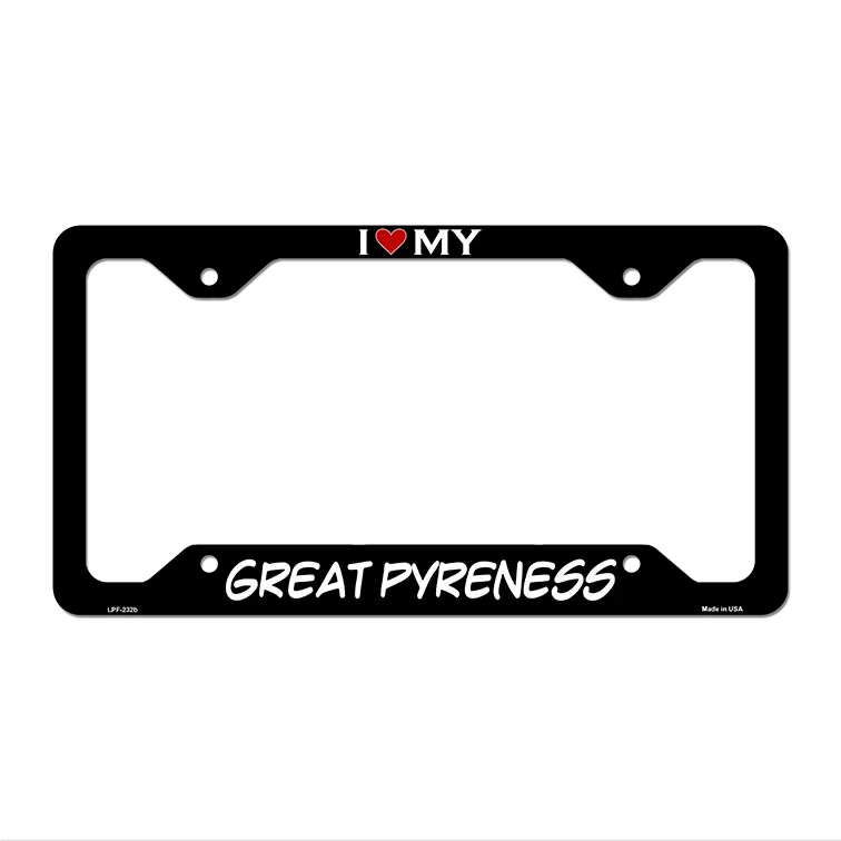 Great Pyreness Novelty Metal License Plate Frame LPF-232 12.25" x 6.5" Black Frame (LPF)