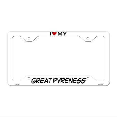 Great Pyreness Novelty Metal License Plate Frame LPF-232 12.25" x 6.5" White Frame (LPF)