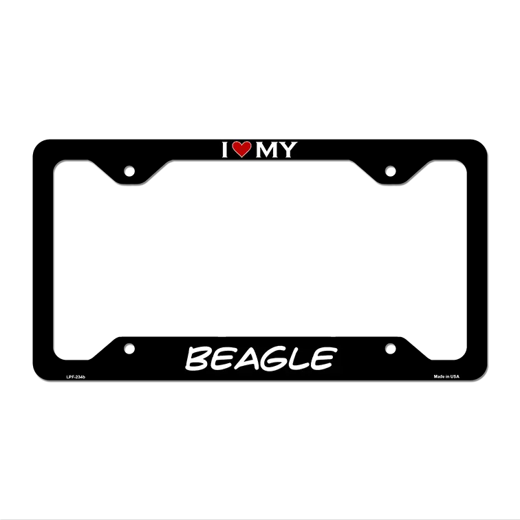 Beagle Novelty Metal License Plate Frame LPF-234 12.25" x 6.5" Black Frame (LPF)