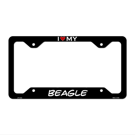 Beagle Novelty Metal License Plate Frame LPF-234 12.25" x 6.5" Black Frame (LPF)