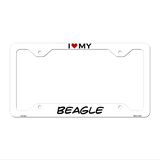 Beagle Novelty Metal License Plate Frame LPF-234 12.25" x 6.5" White Frame (LPF)