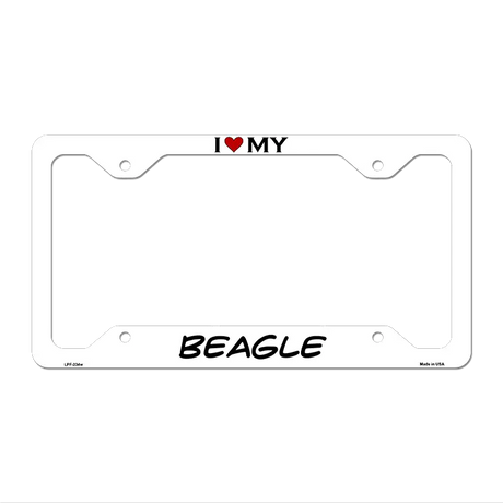 Beagle Novelty Metal License Plate Frame LPF-234 12.25" x 6.5" White Frame (LPF)