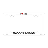 Basset Hound Novelty Metal License Plate Frame LPF-235 12.25" x 6.5" White Frame (LPF)