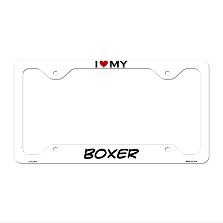 Boxer Novelty Metal License Plate Frame LPF-236 12.25" x 6.5" White Frame (LPF)