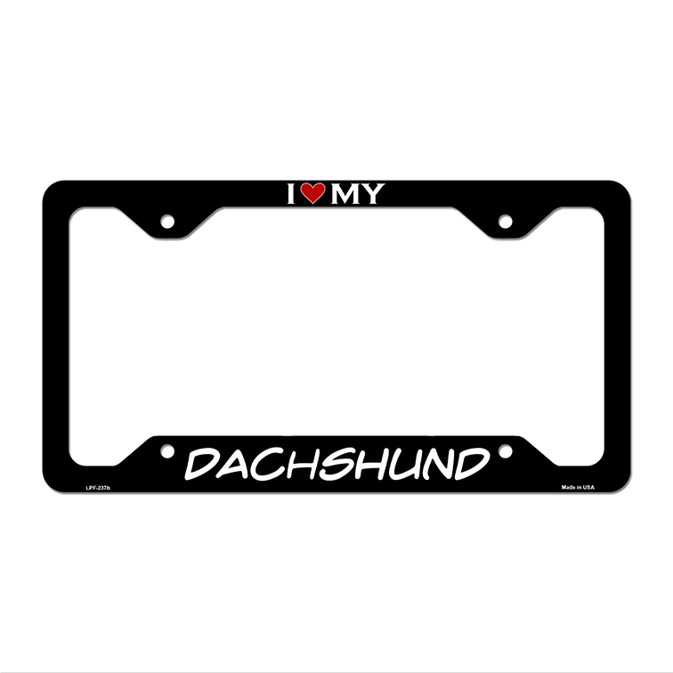 Dachshund Novelty Metal License Plate Frame LPF-237 12.25" x 6.5" Black Frame (LPF)