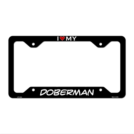 Doberman Novelty Metal License Plate Frame LPF-238 12.25" x 6.5" Black Frame (LPF)