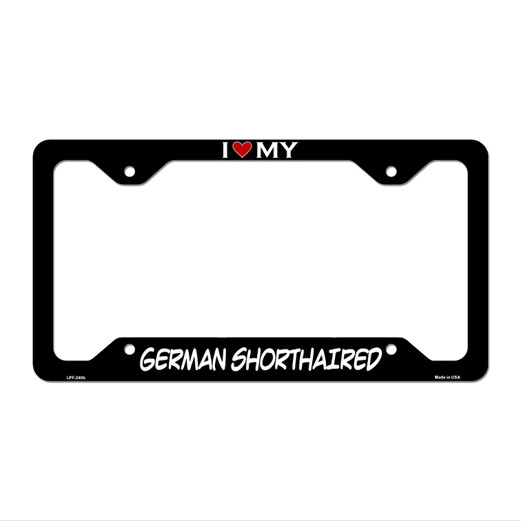 German Shorthaired Novelty Metal License Plate Frame LPF-240 12.25" x 6.5" Black Frame (LPF)