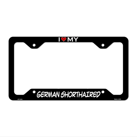 German Shorthaired Novelty Metal License Plate Frame LPF-240 12.25" x 6.5" Black Frame (LPF)