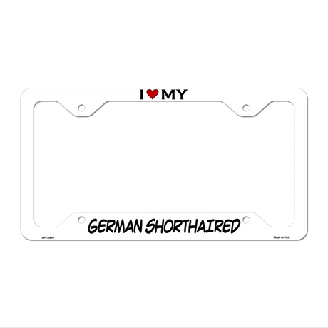 German Shorthaired Novelty Metal License Plate Frame LPF-240 12.25" x 6.5" White Frame (LPF)