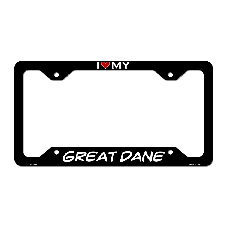 Great Dane Novelty Metal License Plate Frame LPF-241 12.25" x 6.5" Black Frame (LPF)