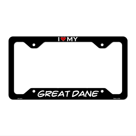 Great Dane Novelty Metal License Plate Frame LPF-241 12.25" x 6.5" Black Frame (LPF)
