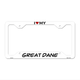 Great Dane Novelty Metal License Plate Frame LPF-241 12.25" x 6.5" White Frame (LPF)