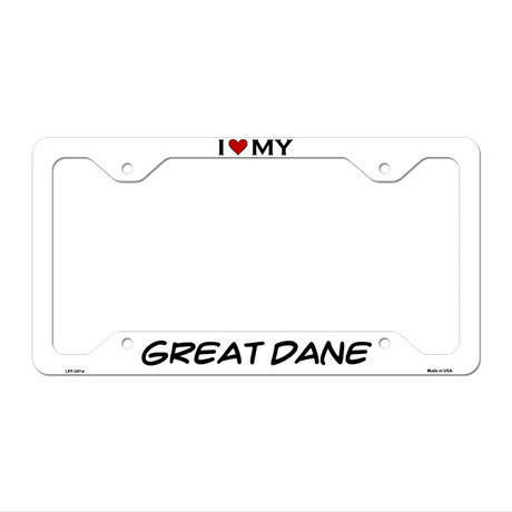 Great Dane Novelty Metal License Plate Frame LPF-241 12.25" x 6.5" White Frame (LPF)