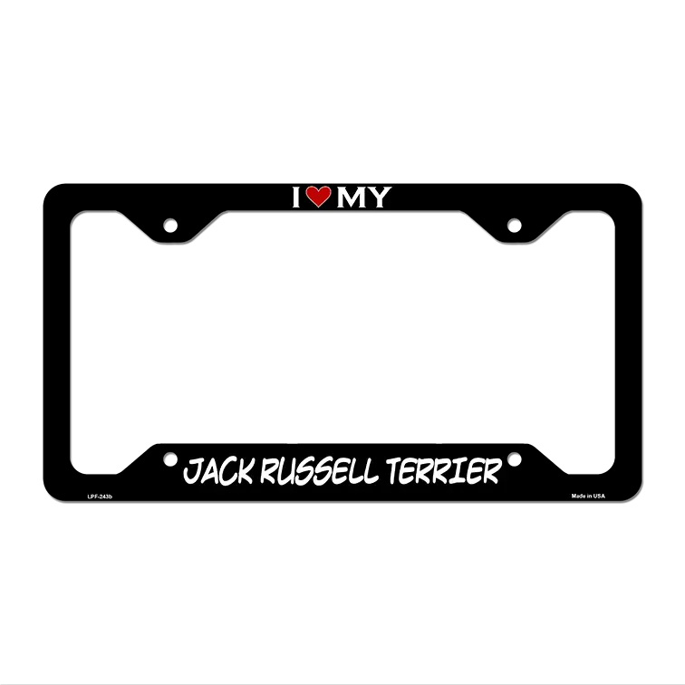 Jack Russell Terrier Novelty Metal License Plate Frame LPF-243 12" x 6" Black Frame (LPF)