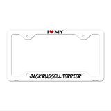 Jack Russell Terrier Novelty Metal License Plate Frame LPF-243 12" x 6" White Frame (LPF)