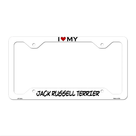 Jack Russell Terrier Novelty Metal License Plate Frame LPF-243 12" x 6" White Frame (LPF)