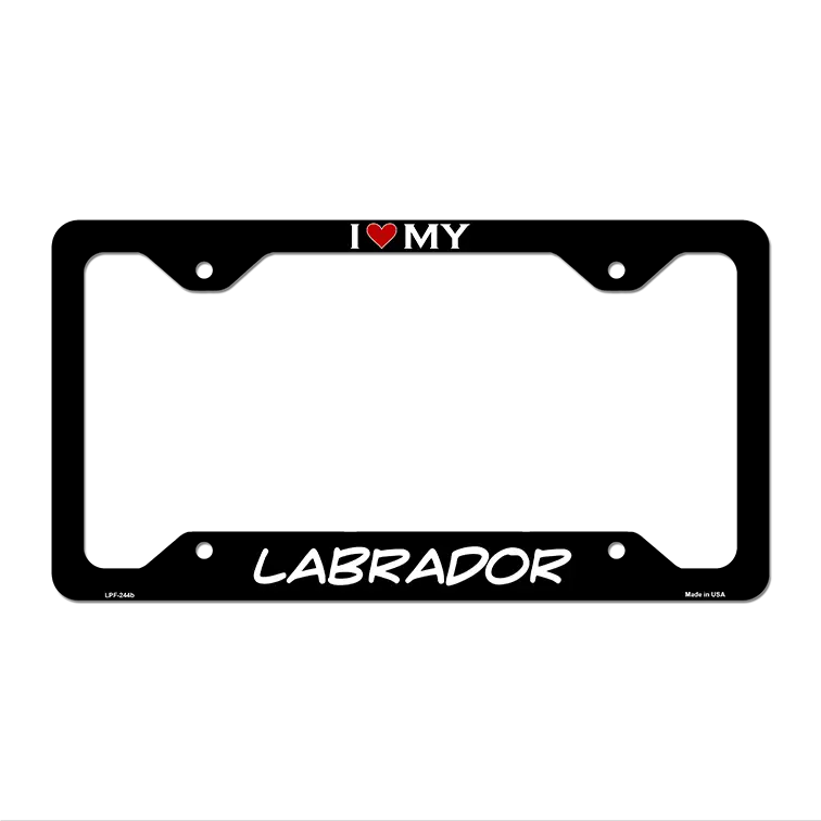 Labrador Novelty Metal License Plate Frame LPF-244 12" x 6" Black Frame (LPF)