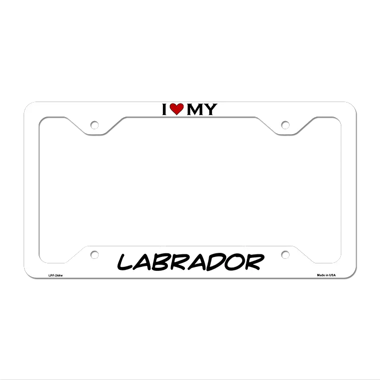 Labrador Novelty Metal License Plate Frame LPF-244 12" x 6" White Frame (LPF)