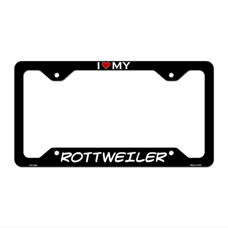 Rottweiler Novelty Metal License Plate Frame LPF-246 12" x 6" Black Frame (LPF)
