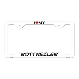 Rottweiler Novelty Metal License Plate Frame LPF-246 12" x 6" White Frame (LPF)