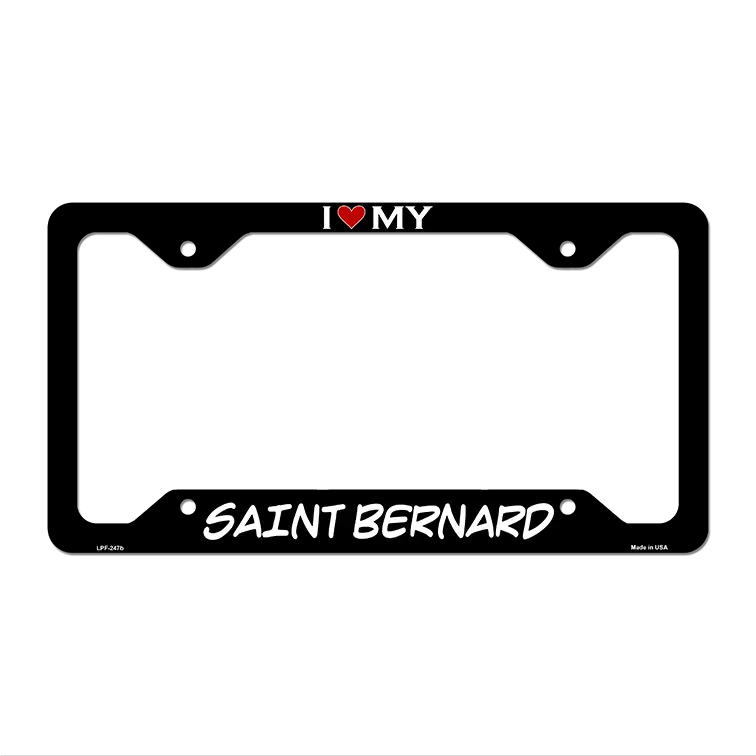 Saint Bernard Novelty Metal License Plate Frame LPF-247 12" x 6" Black Frame (LPF)