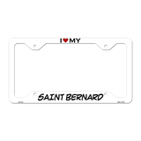 Saint Bernard Novelty Metal License Plate Frame LPF-247 12" x 6" White Frame (LPF)