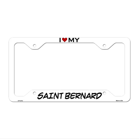 Saint Bernard Novelty Metal License Plate Frame LPF-247 12" x 6" White Frame (LPF)