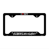 Siberian Husky Novelty Metal License Plate Frame LPF-249 12.25" x 6.5" Black Frame (LPF)
