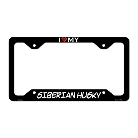 Siberian Husky Novelty Metal License Plate Frame LPF-249 12.25" x 6.5" Black Frame (LPF)