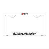 Siberian Husky Novelty Metal License Plate Frame LPF-249 12.25" x 6.5" White Frame (LPF)