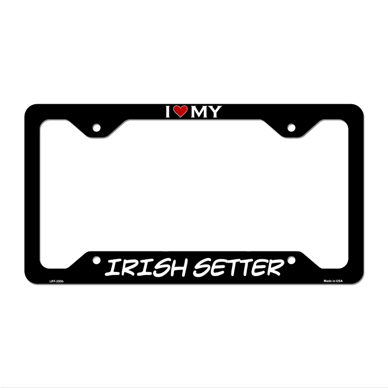 Irish Setter Novelty Metal License Plate Frame LPF-250 12.25" x 6.5" Black Frame (LPF)