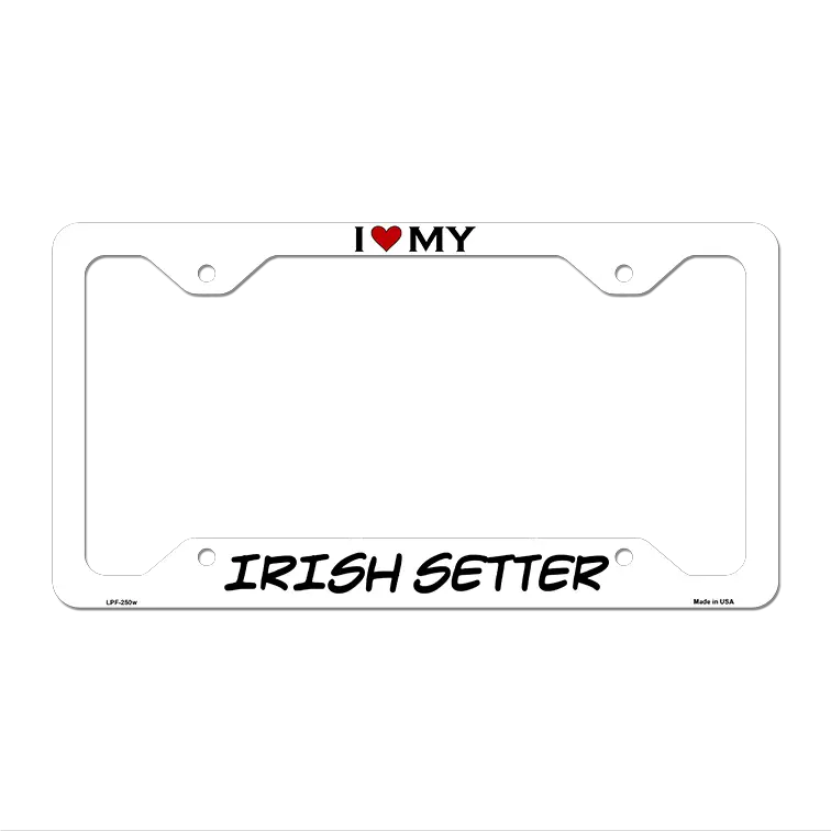 Irish Setter Novelty Metal License Plate Frame LPF-250 12.25" x 6.5" White Frame (LPF)