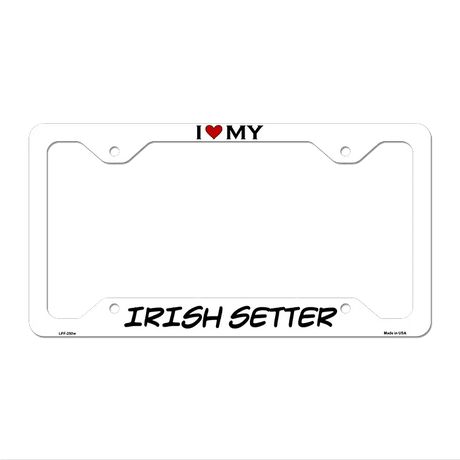 Irish Setter Novelty Metal License Plate Frame LPF-250 12.25" x 6.5" White Frame (LPF)