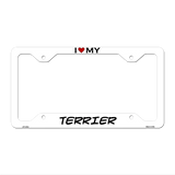 Terrier Novelty Metal License Plate Frame LPF-252 12.25" x 6.5" White Frame (LPF)