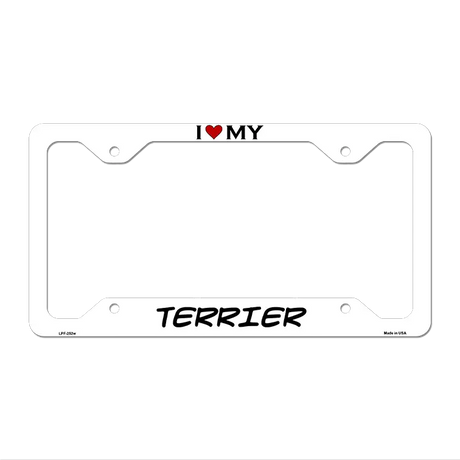 Terrier Novelty Metal License Plate Frame LPF-252 12.25" x 6.5" White Frame (LPF)