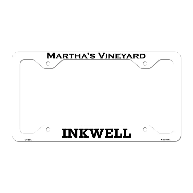 Marthas Vineyard Inkwell Novelty Metal License Plate Frame 12.25" x 6.5" White Frame (LPF)
