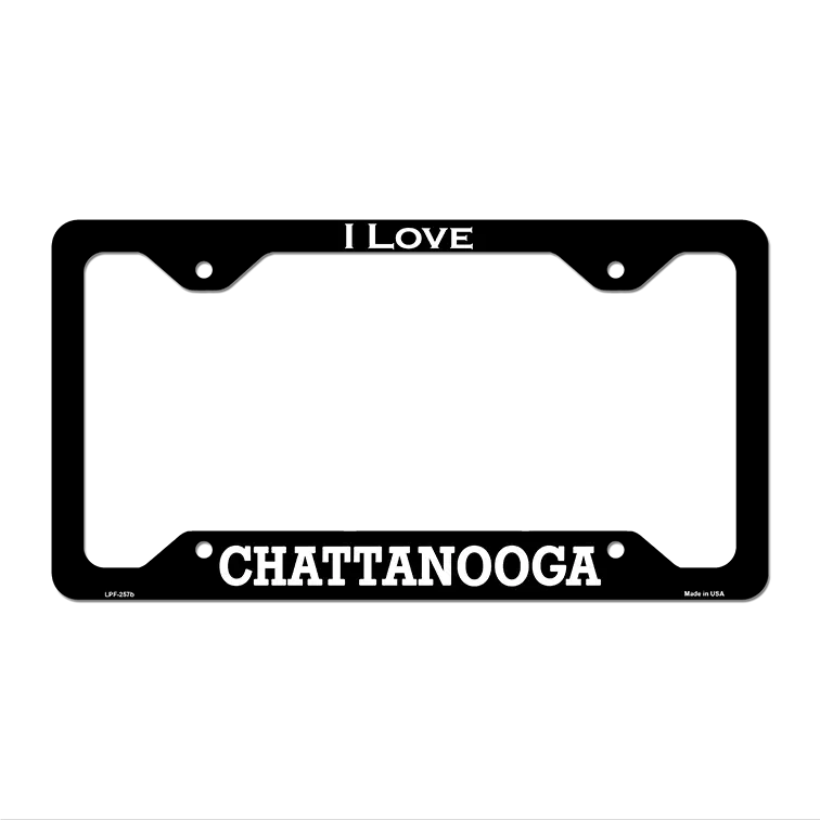 I Love Chattanooga Novelty Metal License Plate Frame 12.25" x 6.5" Black Frame (LPF)