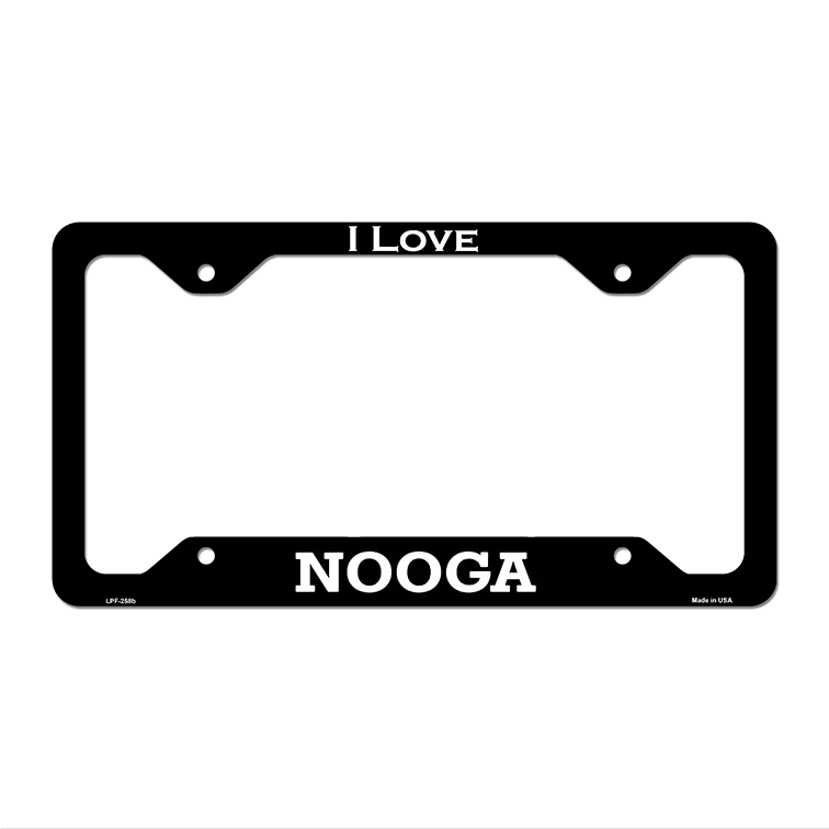 I Love Nooga Novelty Metal License Plate Frame 12.25" x 6.5" Black Frame (LPF)