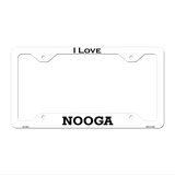 I Love Nooga Novelty Metal License Plate Frame 12.25" x 6.5" White Frame (LPF)