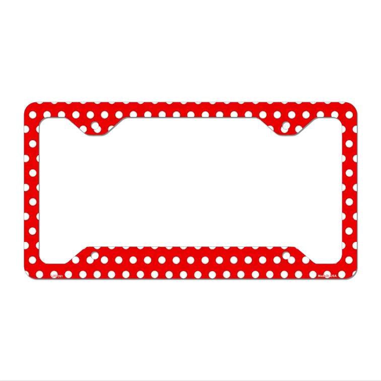 Red White Polka Dots Novelty Metal License Plate Frame LPF-261 12.25" x 6.5" Standard Frame (LPF)