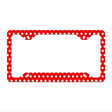 Red White Polka Dots Novelty Metal License Plate Frame LPF-261 12.25" x 6.5" Standard Frame (LPF)