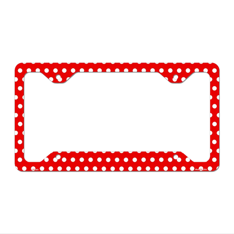 Red White Polka Dots Novelty Metal License Plate Frame LPF-261 12.25" x 6.5" Standard Frame (LPF)