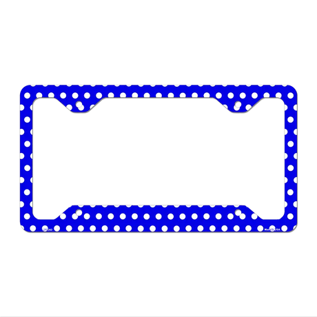 Blue White Polka Dots Novelty Metal License Plate Frame LPF-262 12.25" x 6.5" Standard Frame (LPF)