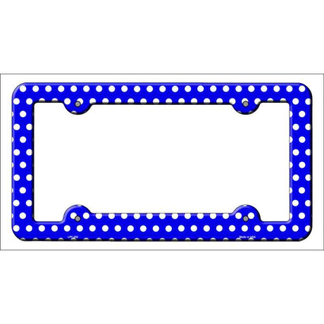 Blue White Polka Dots Novelty Metal License Plate Frame LPF-262