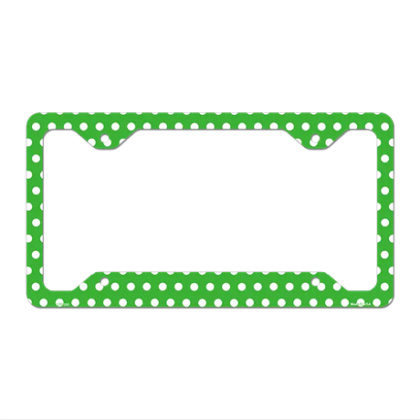 Green White Polka Dots Novelty Metal License Plate Frame LPF-263 12.25" x 6.5" Standard Frame (LPF)