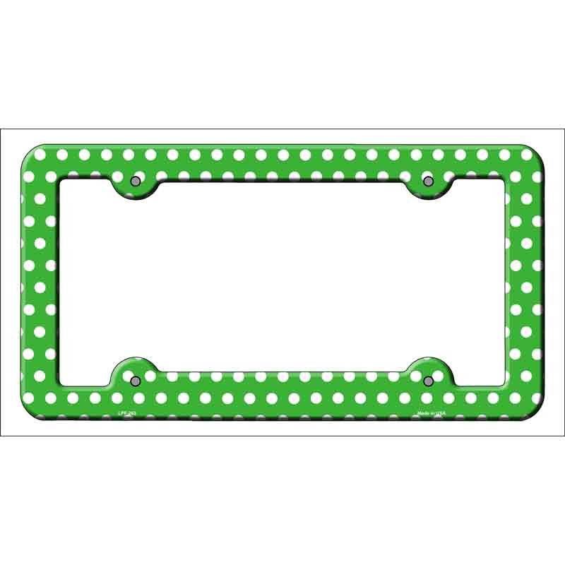 Green White Polka Dots Novelty Metal License Plate Frame LPF-263