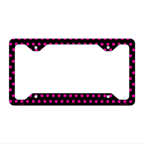 Black Pink Polka Dots Novelty Metal License Plate Frame LPF-267 12.25" x 6.5" Standard Frame (LPF)
