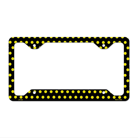 Black Yellow Polka Dots Novelty Metal License Plate Frame LPF-269 12.25" x 6.5" Standard Frame (LPF)
