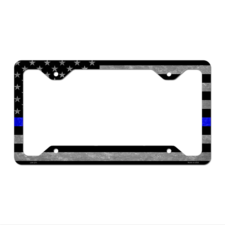 Black Blue American Flag Novelty Metal License Plate Frame LPF-271 12.25" x 6.5" Standard Frame (LPF)