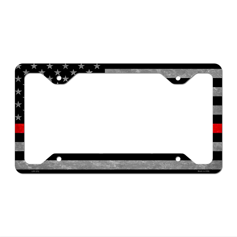 Black Red American Flag Novelty Metal License Plate Frame LPF-272 12.25" x 6.5" Standard Frame (LPF)